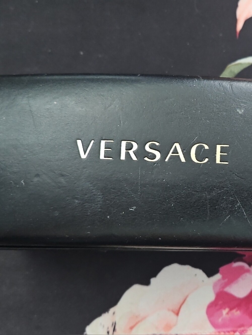 Versace Black Sunglass Case with Silver Logo